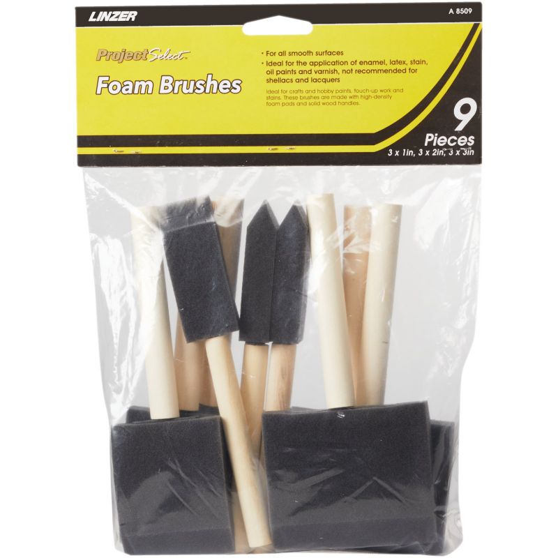 Linzer Project Select 9-Piece Multi-Pack Foam Brush Set
