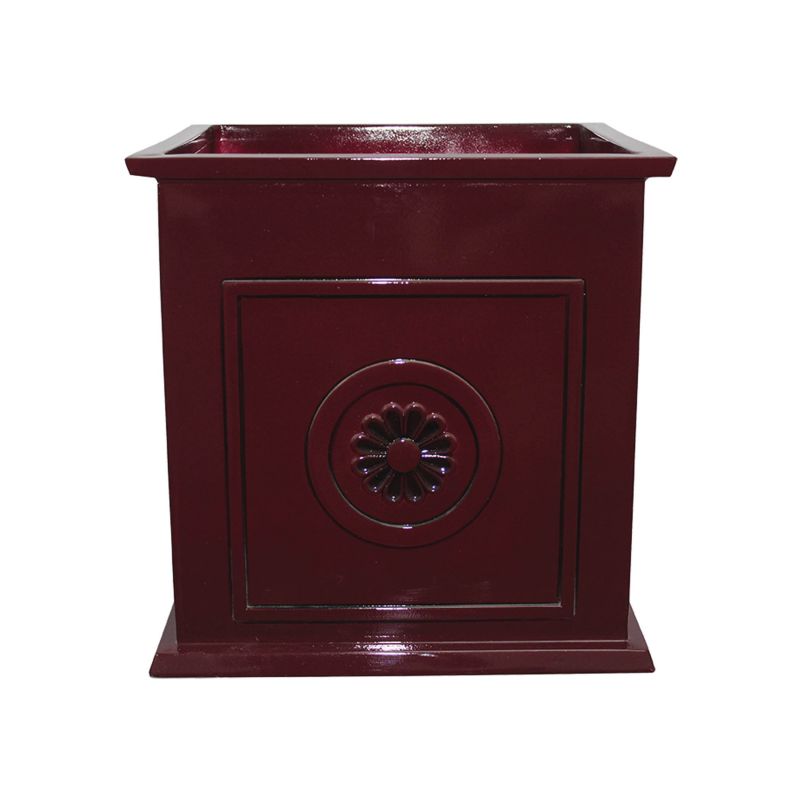 Southern Patio CMX-046998 Planter, 16 in H, 16 in W, 16 in D, Square, Ceramic, Oxblood, Gloss Oxblood