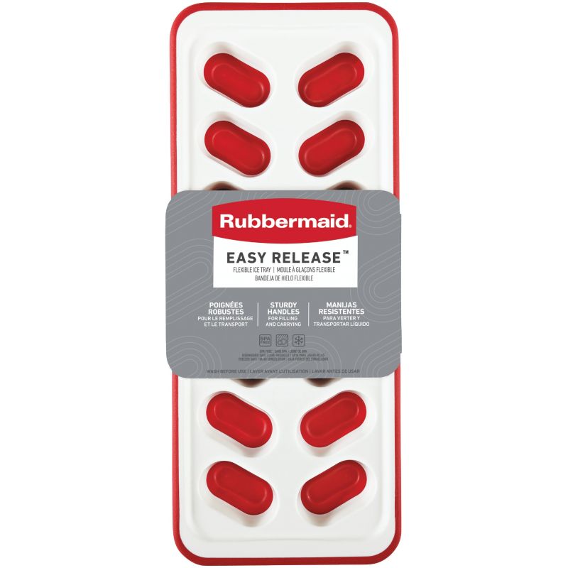 Rubbermaid Easy Release Dual Material Ice Cube Tray White/Red