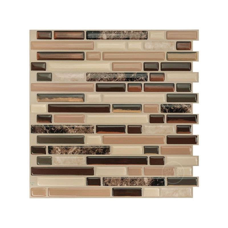 Smart Tiles Mosaik Series SM1034-4 Wall Tile, 10 in L Tile, 10.06 in W Tile, Bellagio Keystone Pattern, Vinyl Beige/Bronze/Brown (Pack of 6)