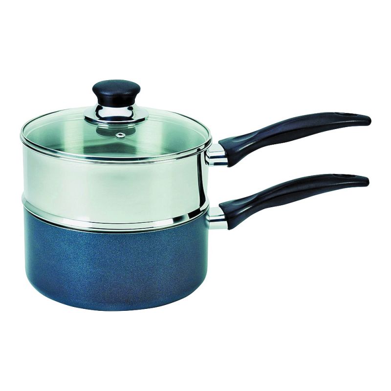 T-fal B363S284 Double Boiler Sauce Pan, 3 qt Capacity, Stainless Steel, Glass Cover/Lid 3 Qt