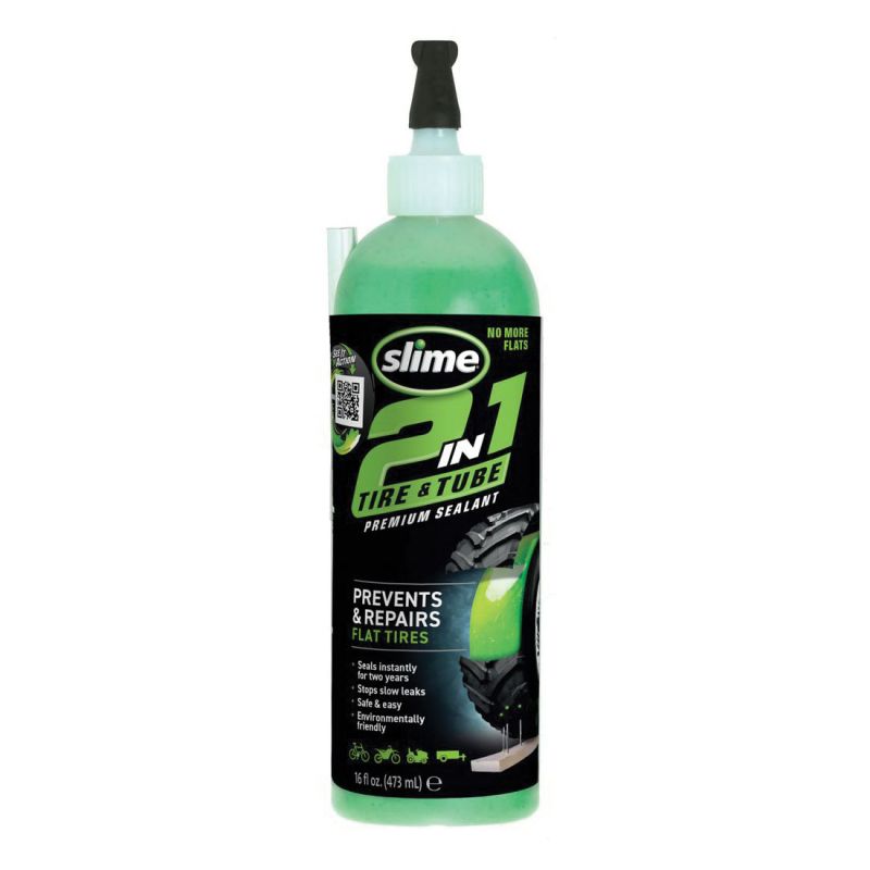 Slime 10193 Tire and Tube Sealant, 16 oz Bottle, Liquid, Odorless, Characteristic Green