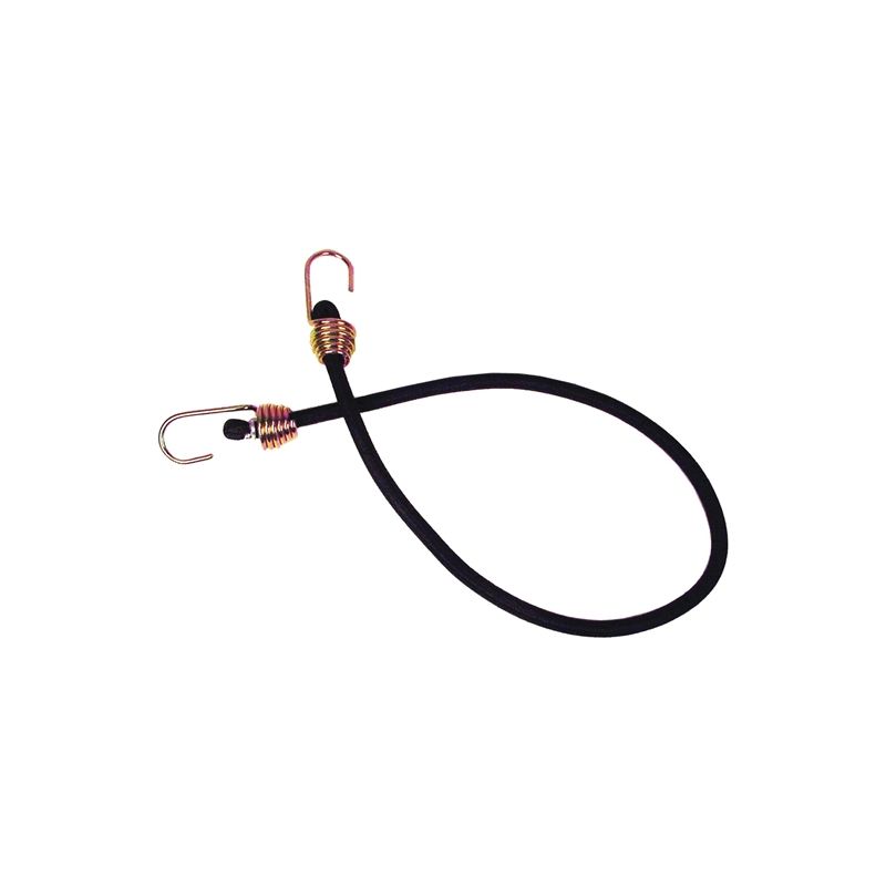 Keeper 06182 Bungee Cord, 13/32 in Dia, 32 in L, Rubber, Black, Hook End Black