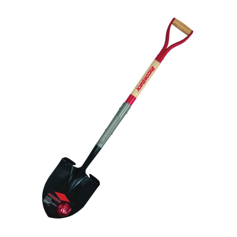 Razor-Back 2594200 Digging Shovel, 9 in W Blade, Steel Blade, North American Hardwood Handle, D-Shaped Handle 5-3/8 In