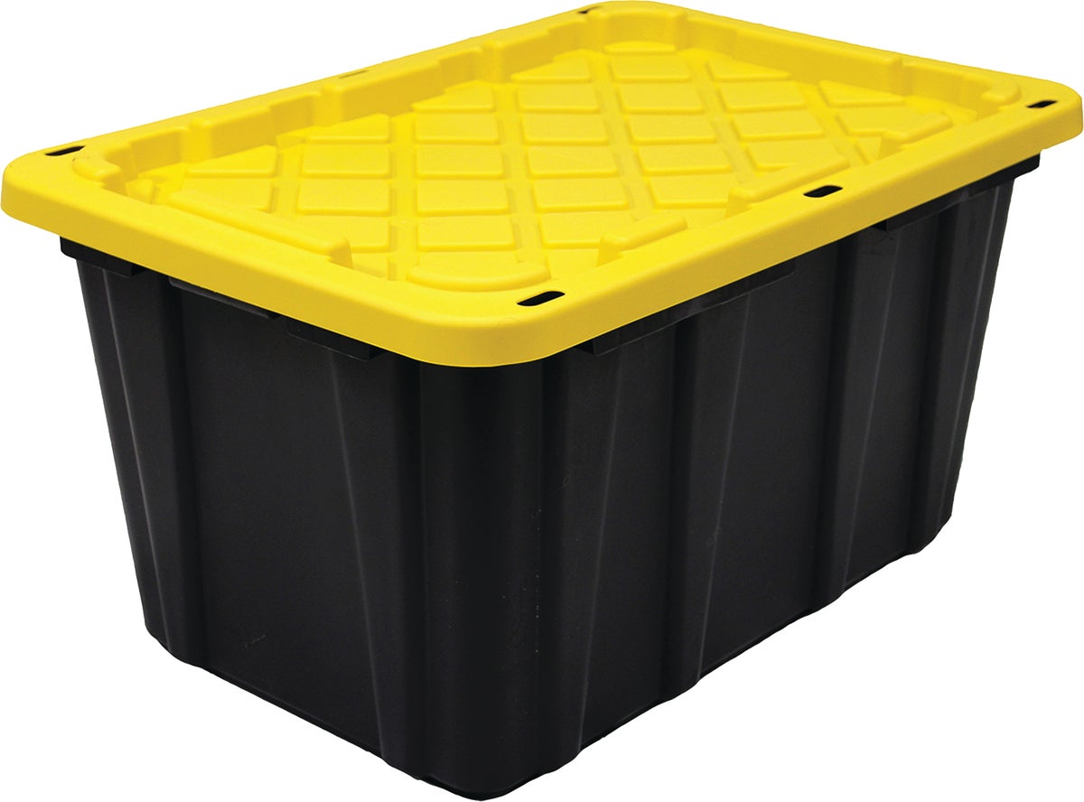 Stanley STST13011 Tool Box with Tote Tray, 1.1 gal, Plastic, Black/Yellow,  4-Compartment