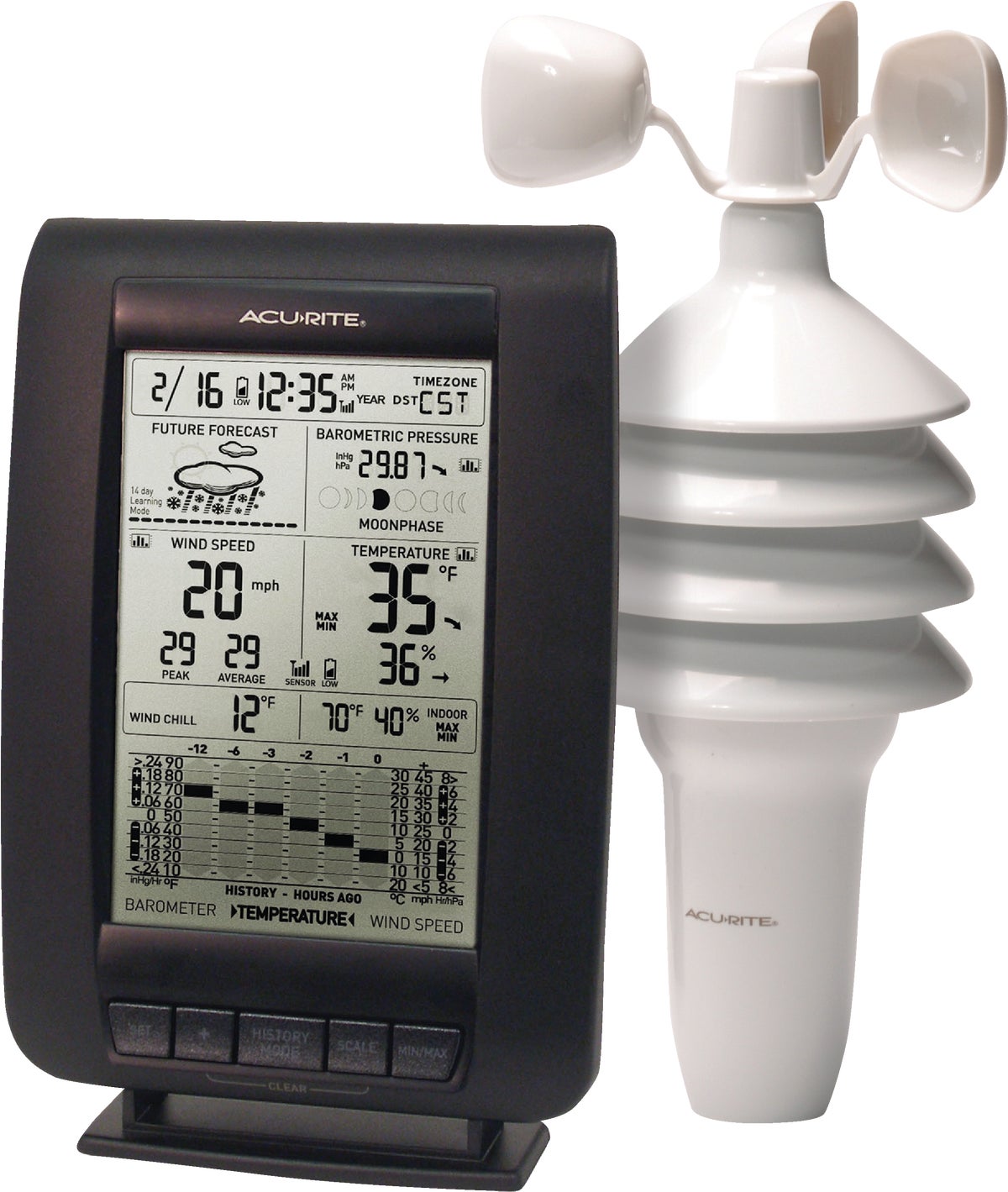 Acurite 2-1/2 Receiver, 2-1/2 Sensor Wireless Indoor & Outdoor  Thermometer