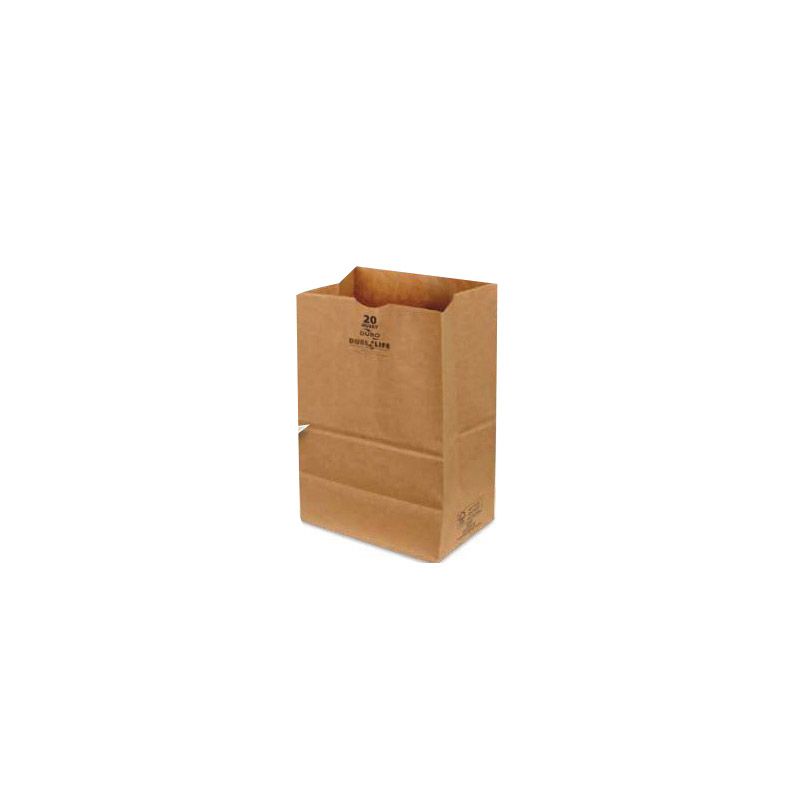 Duro Bag Husky Dubl Lif 70220 Grocery SOS Bag, #20, 8-1/4 in L, 5-5/16 in W, 16-1/8 in H, Recycled Paper, Kraft #20, Kraft