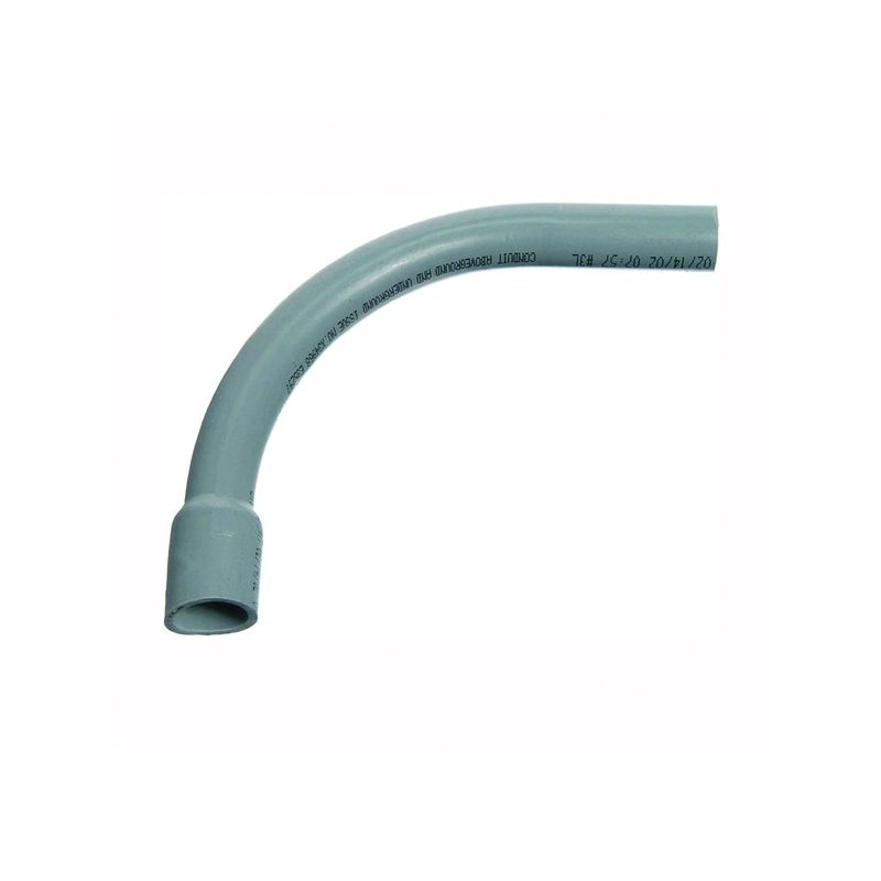 Carlon UA9AJB-CAR Elbow, 2 in Trade Size, 90 deg Angle, SCH 40 Schedule Rating, PVC, Bell End, Gray Gray