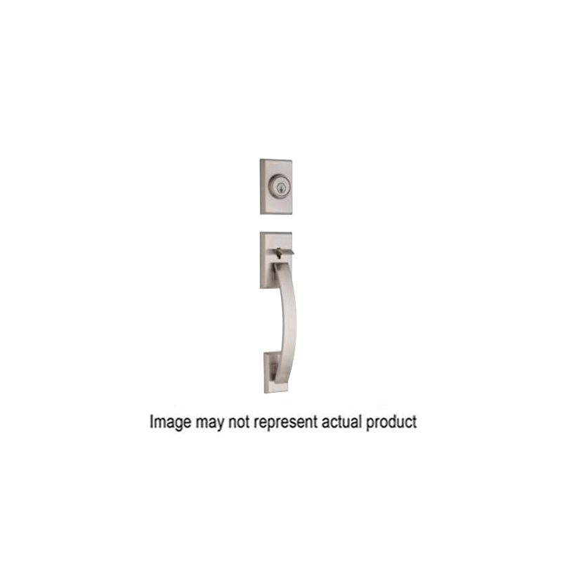 Prescott x Toluca Satin Nickel Exterior Door Handle Set/Entry Door Lock  with Key