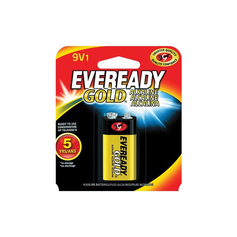 Eveready A522 A522BP Battery, 9 V Battery, 565 mAh, Alkaline, Manganese Dioxide, Zinc