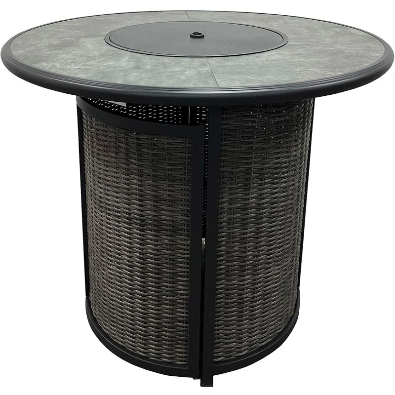 Seasonal Trends H23S7430R High Wicker Dining Table, 42.13 in W, 42.13 in D, 36 in H, Steel Frame, Round Table