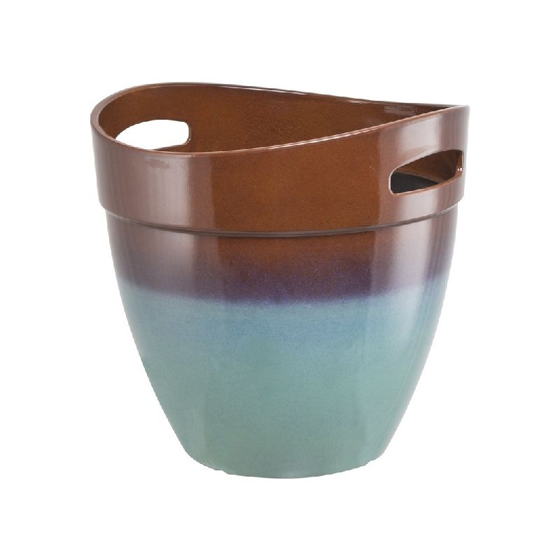 Landscapers Select PT-S040 Planter, 14.8 in Dia, 14-1/2 in H, Round, Resin, Teal, Teal 0.674 Cu-ft, Teal
