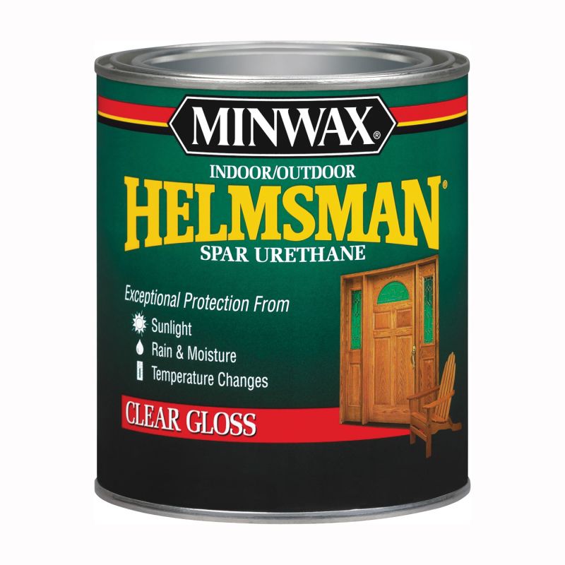 Minwax Helmsman 630500444 Spar Varnish, Gloss, Crystal Clear, Liquid, 1 qt, Can Crystal Clear