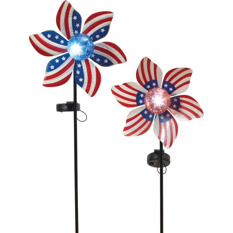 Gerson Spring GIL Solar Wind Spinner American Stake Light Red/White/Blue (Pack of 12)
