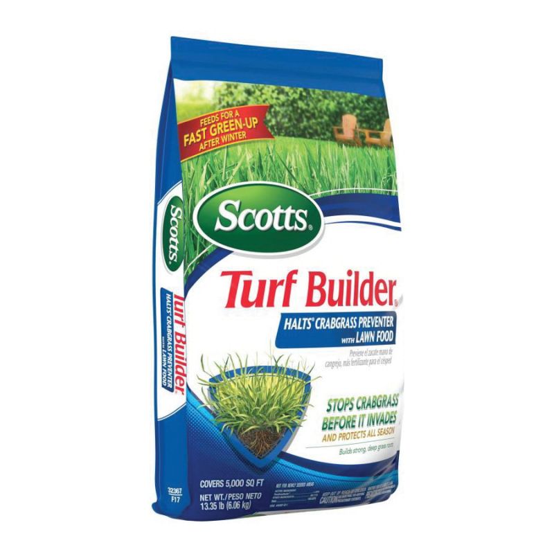 Scotts Turf Builder 31115 Halts Crabgrass Preventer with Lawn Food, 40.05 lb Bag, Solid, 30-0-4 N-P-K Ratio Light Yellow