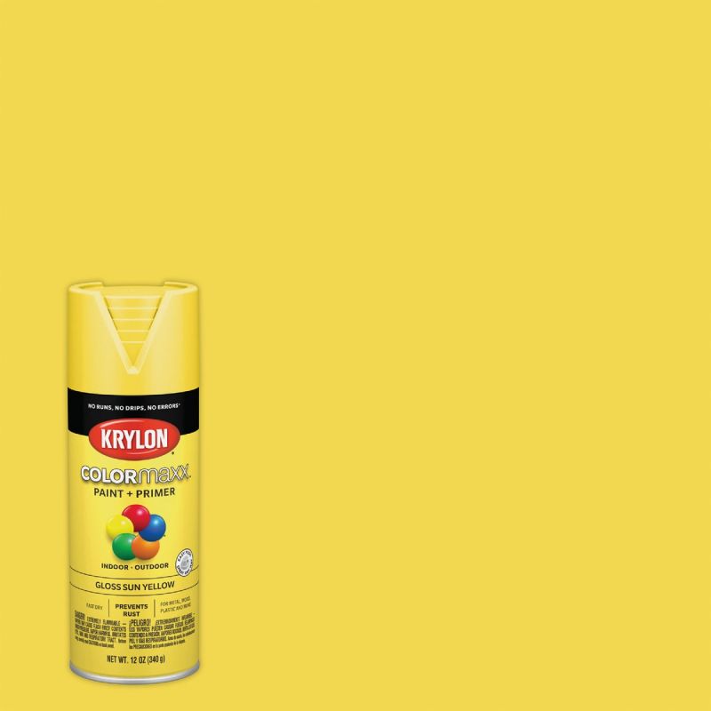 Krylon ColorMaxx Spray Paint + Primer Sun Yellow, 12 Oz.