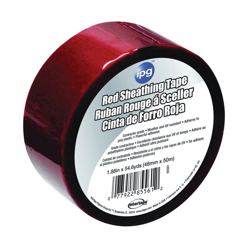 IPG 5561USR Sheathing Tape, 50 m L, 48 mm W, Polypropylene Backing, Red Red