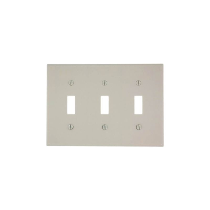 Leviton 000-78011-000 Wallplate, 4-1/2 in L, 2-3/4 in W, 3 -Gang, Thermoset, Light Almond, Smooth Light Almond