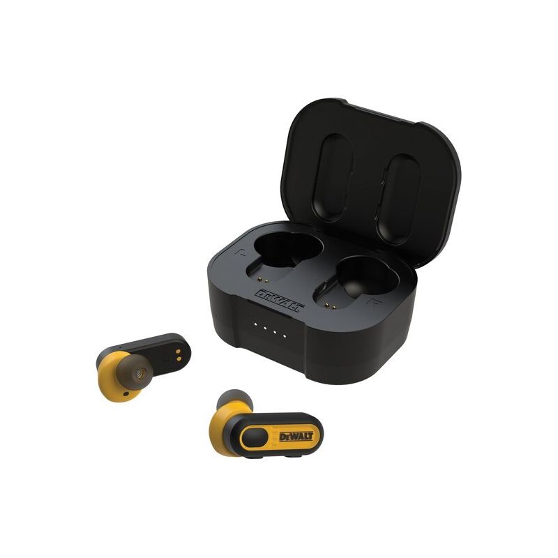 DeWALT Pro-X1 190 2092 DW2 Jobsite True Earbuds, 5.0 Bluetooth, Black/Yellow Black/Yellow