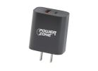 PowerZone CA-43AT PD+QC Dual USB Wall Charger, 100 to 240 V Input, 3 A Charge, Black Black