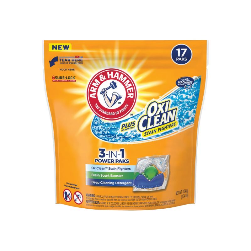 Arm &amp; Hammer 94206 Laundry Detergent, 17 CT, Pack, Fresh (Pack of 4)