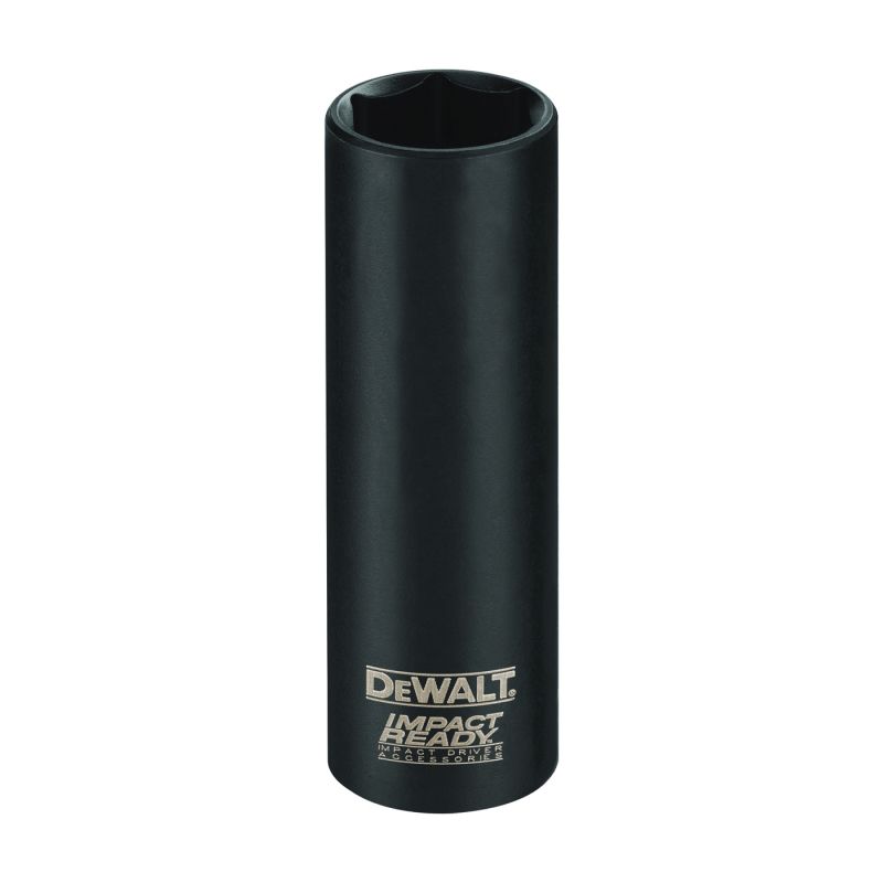 DeWALT IMPACT READY DW22852 Impact Socket, 7/16 in Socket, 1/2 in Drive, Square Drive, 6-Point, Steel, Black Oxide