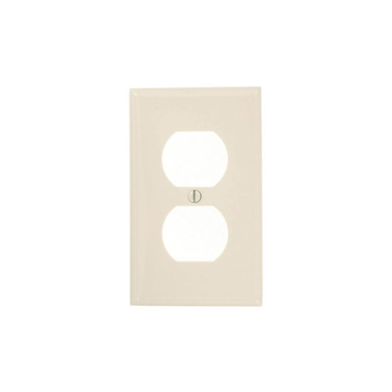 Leviton 80703-NT Receptacle Wallplate, 4-1/2 in L, 2-3/4 in W, 1 -Gang, Nylon, Light Almond, Smooth Light Almond