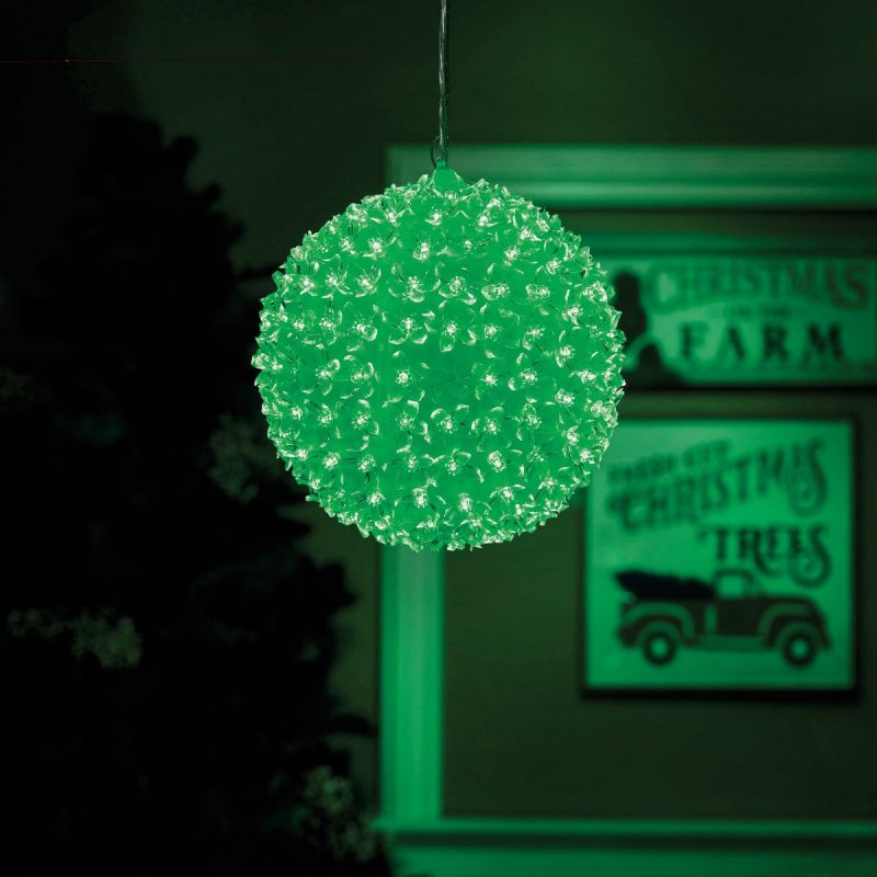 Alpine Flashing LED Lighted Sphere Ornament Green &amp; Red