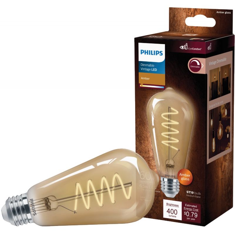 Philips Vintage ST19 Amber Spiral LED Decorative Light Bulb