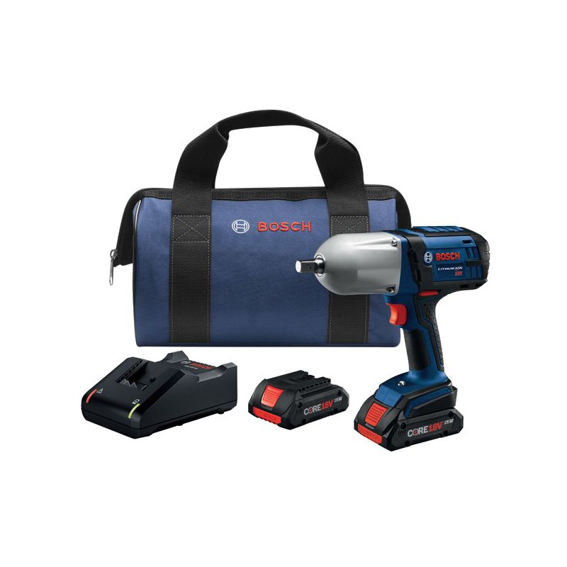Bosch HTH181-B25 Impact Wrench Kit, Battery Included, 18 V, 4 Ah, 1/2 in Drive, Square Drive, 2100 ipm
