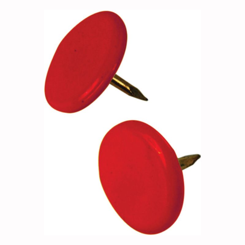 Hillman 122673 Thumb Tack, 15/64 in Shank, Steel, Painted, Red, Cap Head, Sharp Point Red