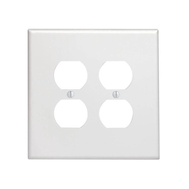 Leviton 88116 Receptacle Wallplate, 5-1/4 in L, 5.31 in W, Oversized, 2 -Gang, Plastic, White, Surface Mounting Oversized, White
