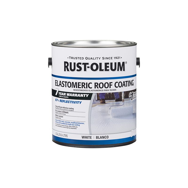 Rust-Oleum 710 Series 301904 Elastomeric Roof Coating, White, 0.9 gal, Liquid White