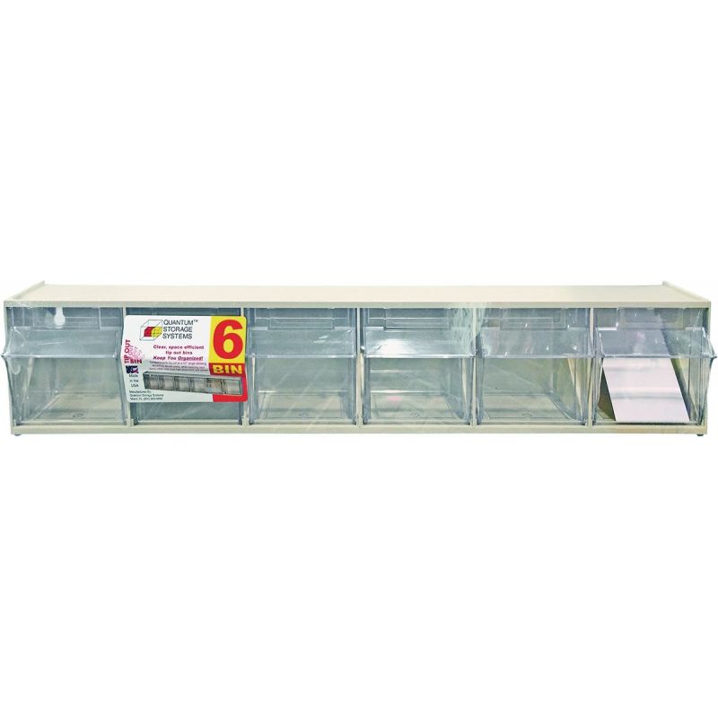 Quantum Storage Tip Out Parts Bin Medium, Gray With Clear Bins