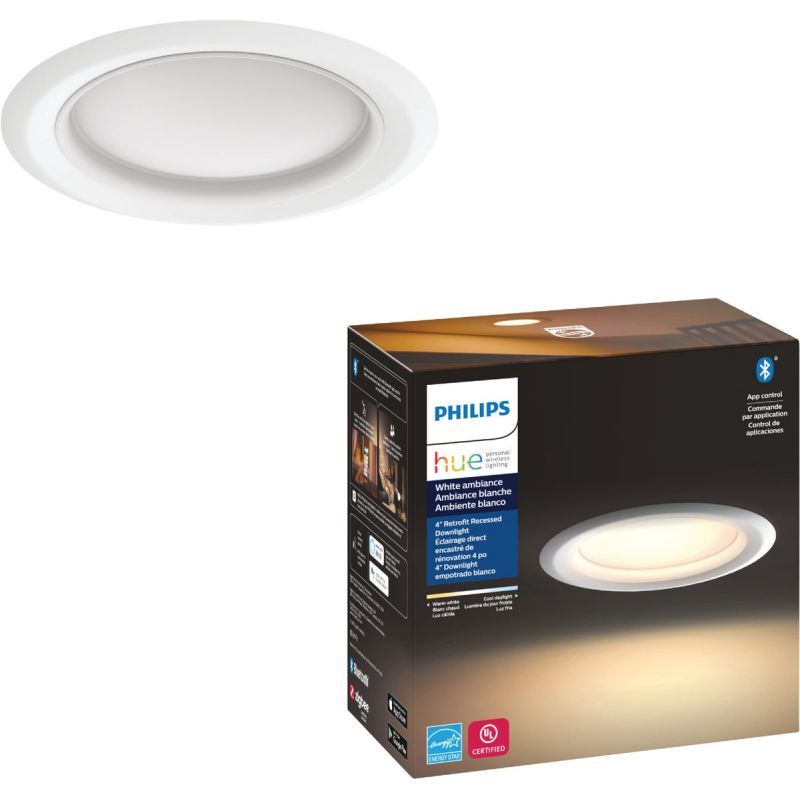 Philips Hue White Ambiance Retrofit LED Recessed Light Kit White