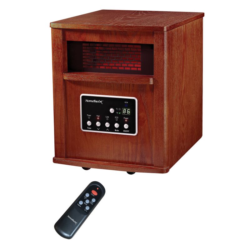 PowerZone Infrared Quartz Wood Cabinet Heater with Remote Control, 12.5 A, 120 V, ECO/1000/1500 W, Cherry Cherry