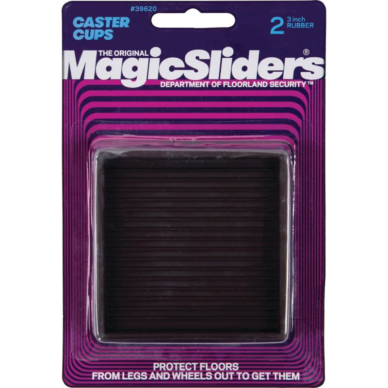 Magic Sliders Square Rubber Furniture Leg Cup 3 In., Brown
