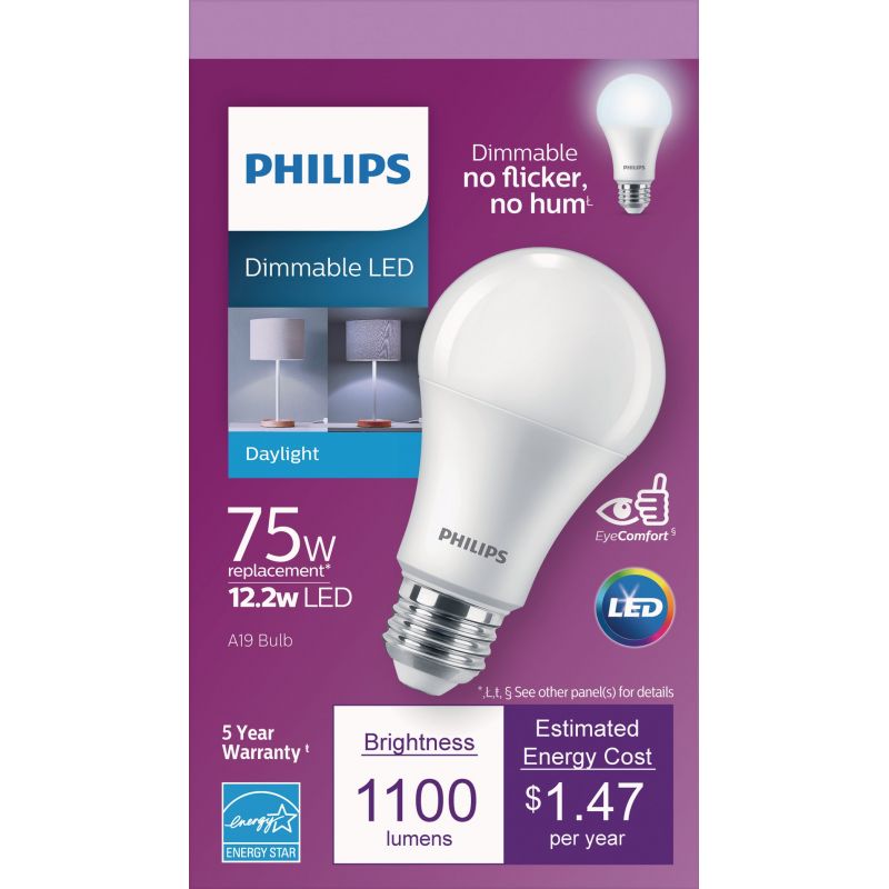 Philips Medium LED A19 Light Bulb, Title 20 Compliant