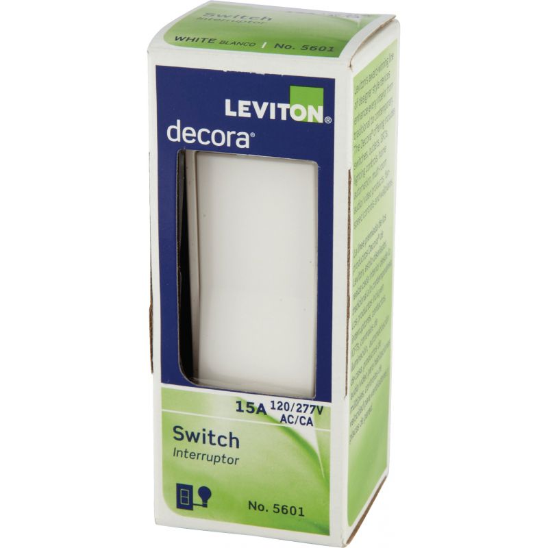 Leviton Decora Rocker Single Pole Switch White, 15