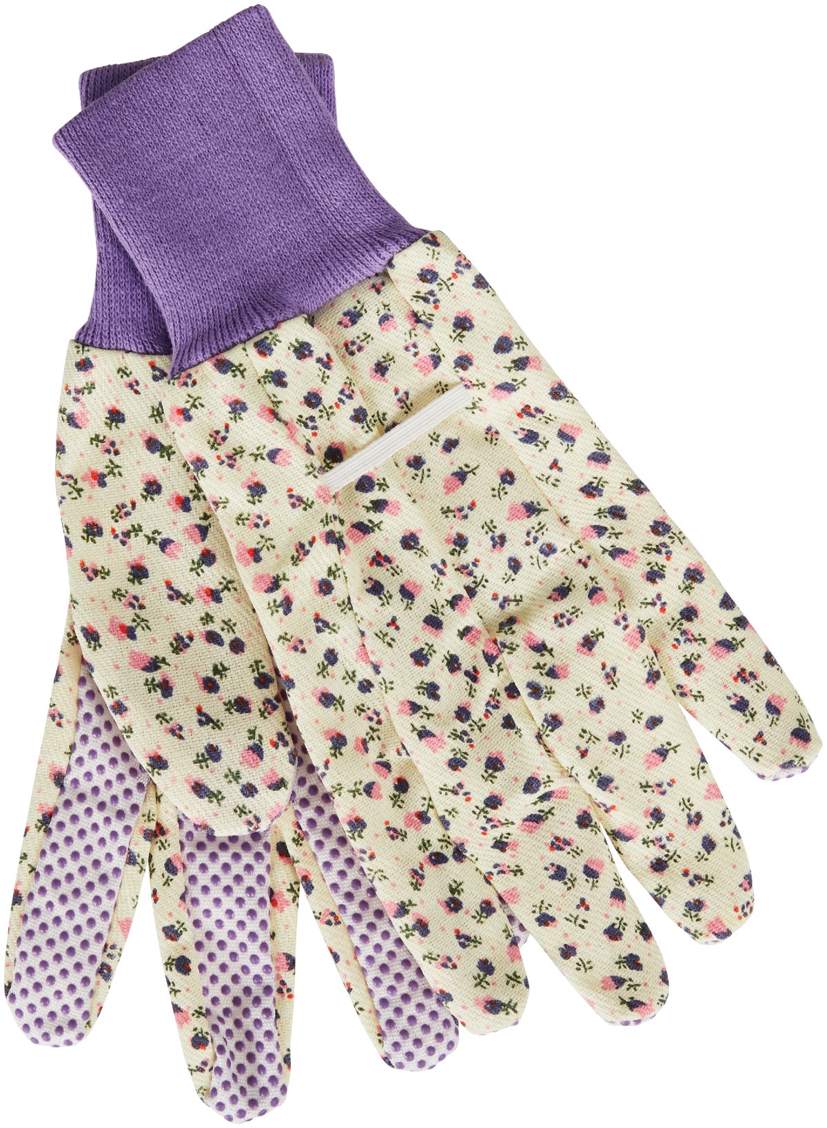 Cotton Knit Gardening Gloves with Dotted Palm Floral Print Glove12 Pack 