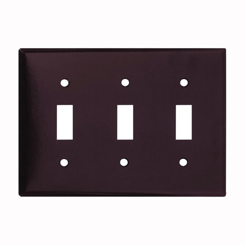 Eaton Wiring Devices 2141B-BOX Wallplate, 4-1/2 in L, 6.37 in W, 3 -Gang, Thermoset, Brown, High-Gloss Brown