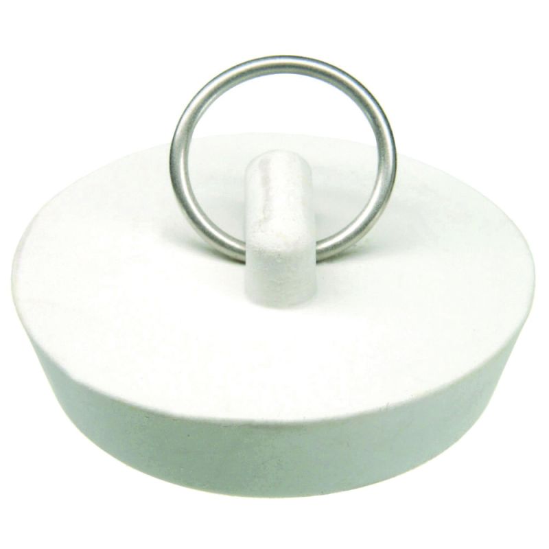 Danco 88272 Drain Stopper, Rubber, White, For: 1-3/4 in Drain, Universal Sink White