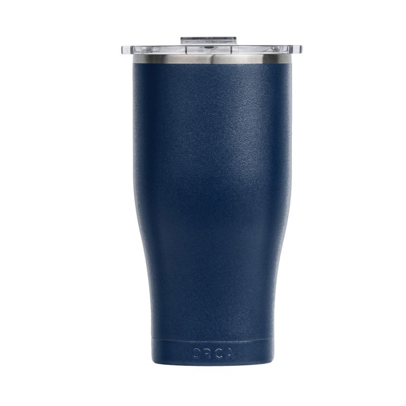 Orca Chaser Series ORCCHA27NA/CL Tumbler, 27 oz, Whale Tail Flip Lid, Stainless Steel, Clear/Navy, Insulated 27 Oz, Clear/Navy