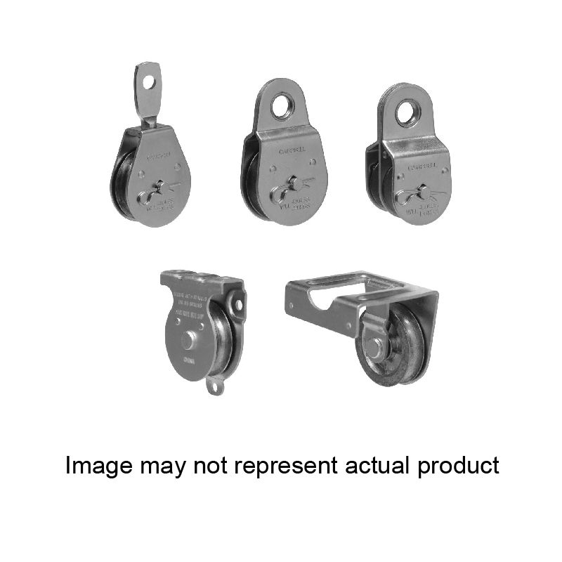 Campbell T7550401 Pulley, 3/8 in Rope, 420 lb Working Load, 1-1/2 in Sheave, Zinc