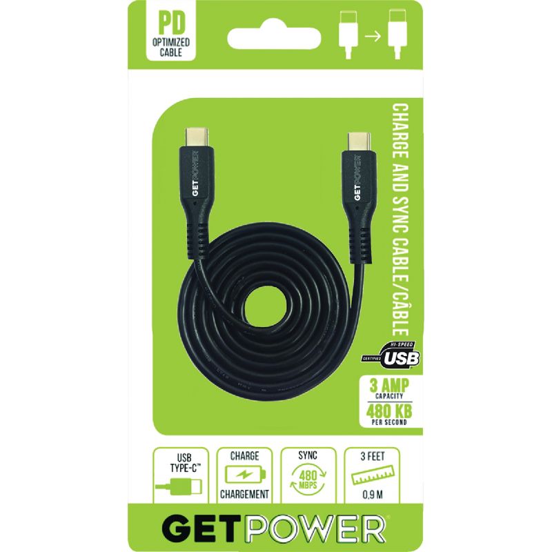 GetPower Power Delivery USB Charging &amp; Sync Cable Black