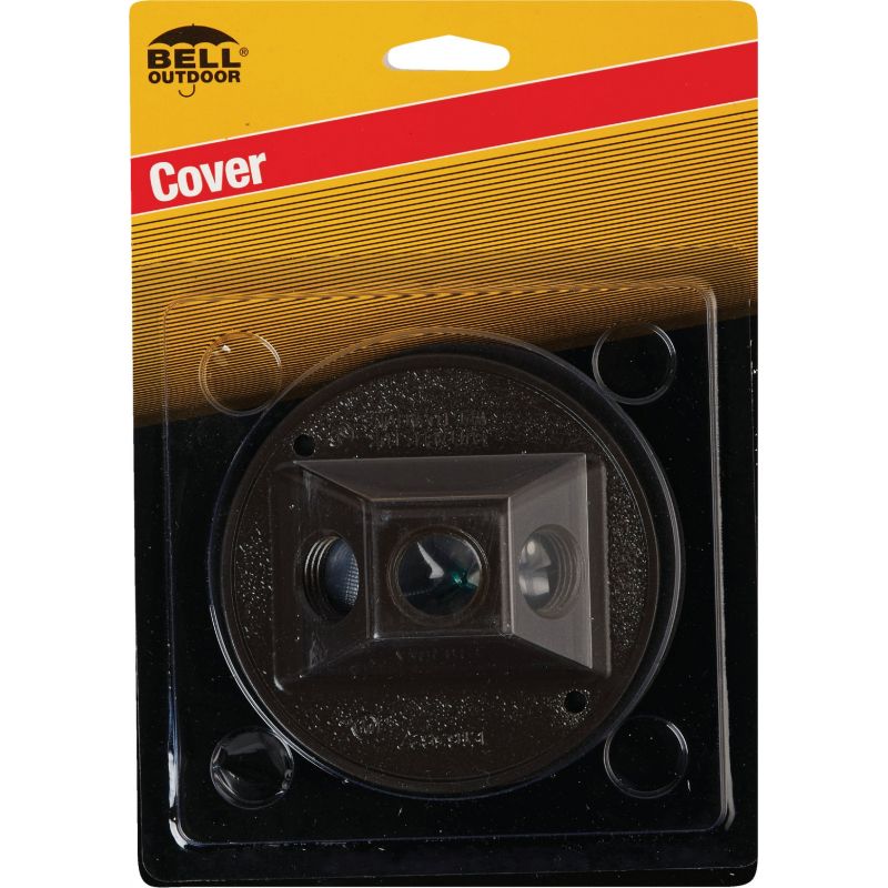 Bell Round Cluster Weatherproof Outdoor Box Cover 3-Outlet, Bronze