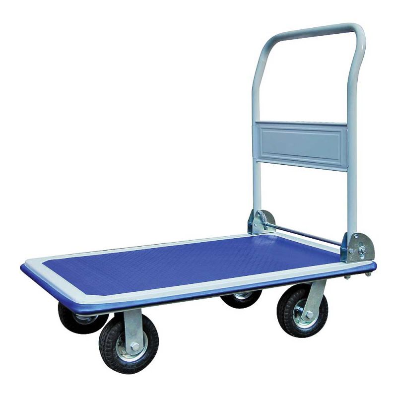 ProSource PH3001GX Platform Cart, 4-Wheel, Pneumatic &amp; Swivel Wheel Blue Platform With White Handle