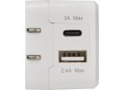 RCA 2-Port USB Wall Charger White, 2.4A/3A