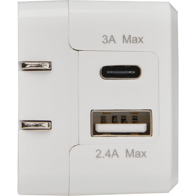 RCA 2-Port USB Wall Charger White, 2.4A/3A