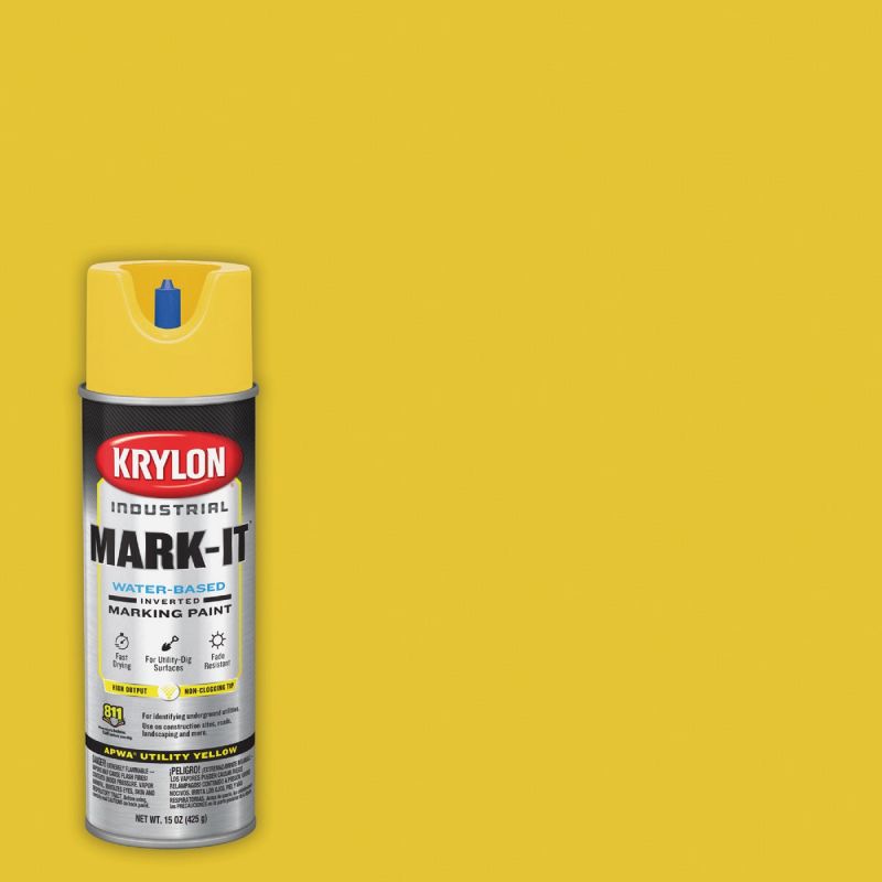 Krylon Mark-It Inverted Marking Spray Paint APWA Utility Yellow, 15 Oz.